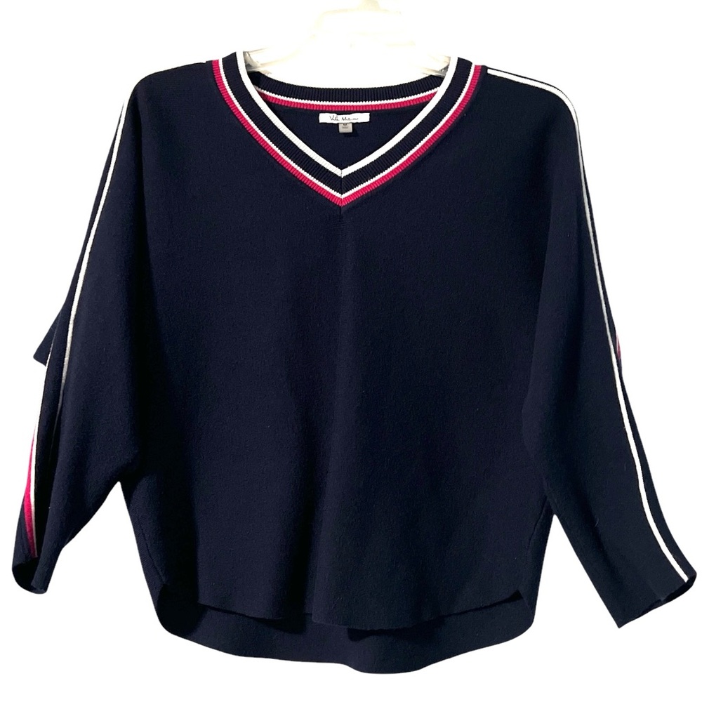 Vila Milano Navy V-Neck Short Women's Sweater - Medium
